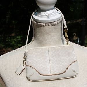 Coach cream and gold jacquard print wristlet